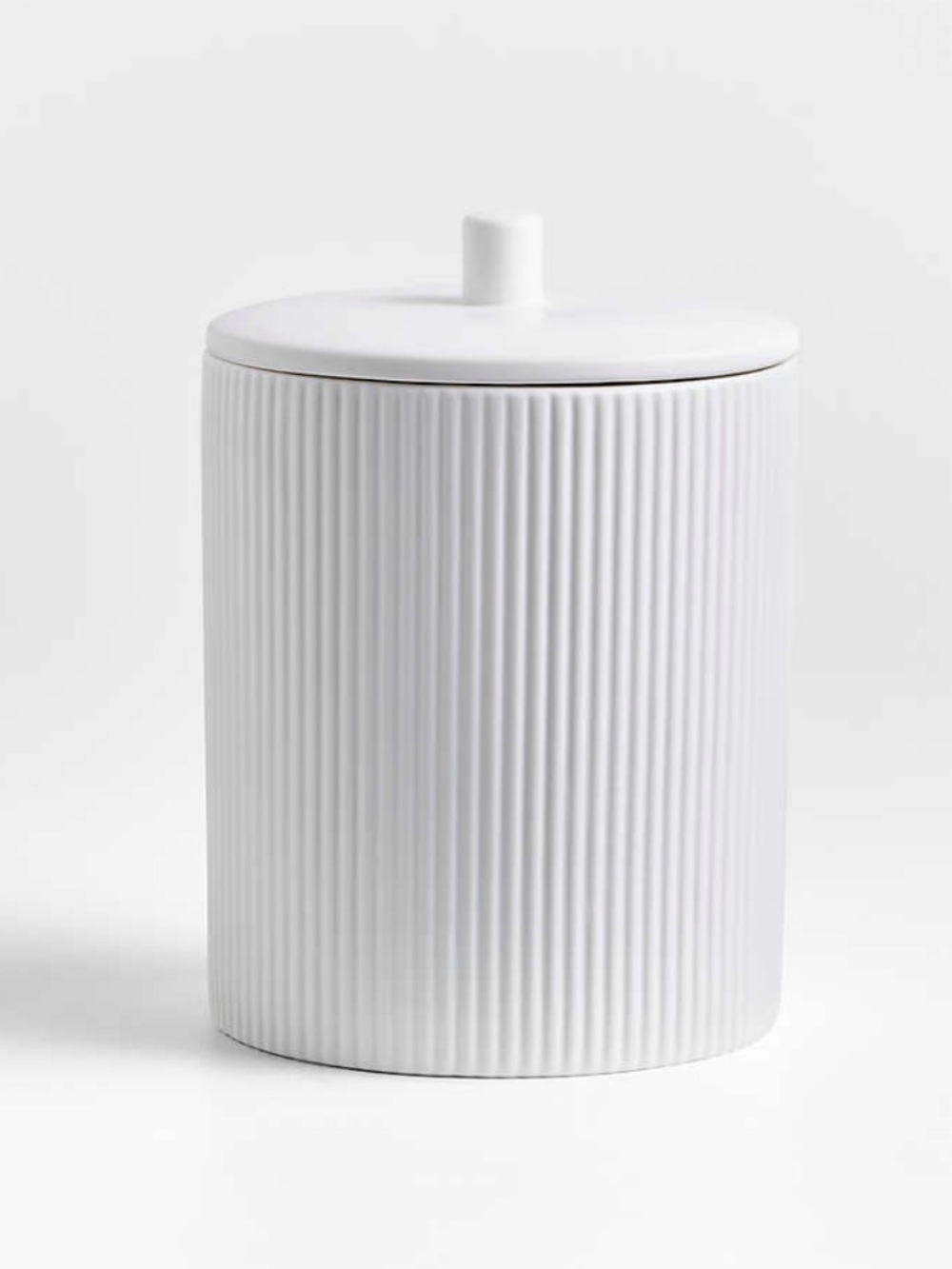 New! Crate&Barrel White Ribbed Ceramic Storage Jar with Lid size Medium